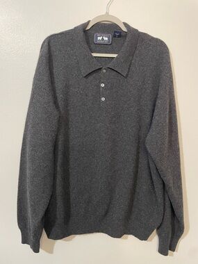 Woods & Gray Men’s 100% Cashmere Polo Sweater XXL Dark Charcoal Gray Vintage